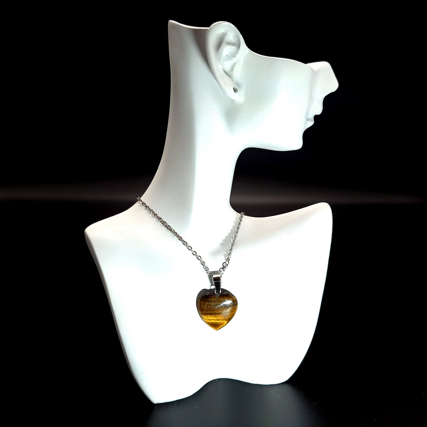 COLLIERS + PENDENTIFS COEURS + ARBRES DE VIE EN PIERRE OEIL DU TIGRE - BIJOUX ARTISANAUX, UNIQUES & ORIGINAUX