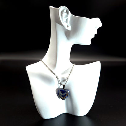 COLLIERS + PENDENTIFS COEURS + ARBRES DE VIE EN PIERRE DE LAPIS LAZULI - BIJOUX ARTISANAUX, UNIQUES & ORIGINAUX