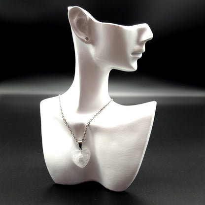 COLLIERS + PENDENTIFS COEURS + ARBRES DE VIE EN PIERRE DE CRISTAL DE ROCHE - BIJOUX ARTISANAUX, UNIQUES & ORIGINAUX