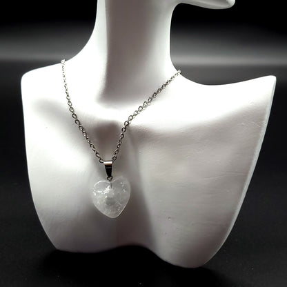 COLLIERS + PENDENTIFS COEURS + ARBRES DE VIE EN PIERRE DE CRISTAL DE ROCHE - BIJOUX ARTISANAUX, UNIQUES & ORIGINAUX