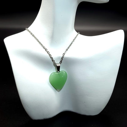 COLLIERS + PENDENTIFS COEURS + ARBRES DE VIE EN PIERRE AVENTURINE VERTE - BIJOUX ARTISANAUX, UNIQUES & ORIGINAUX