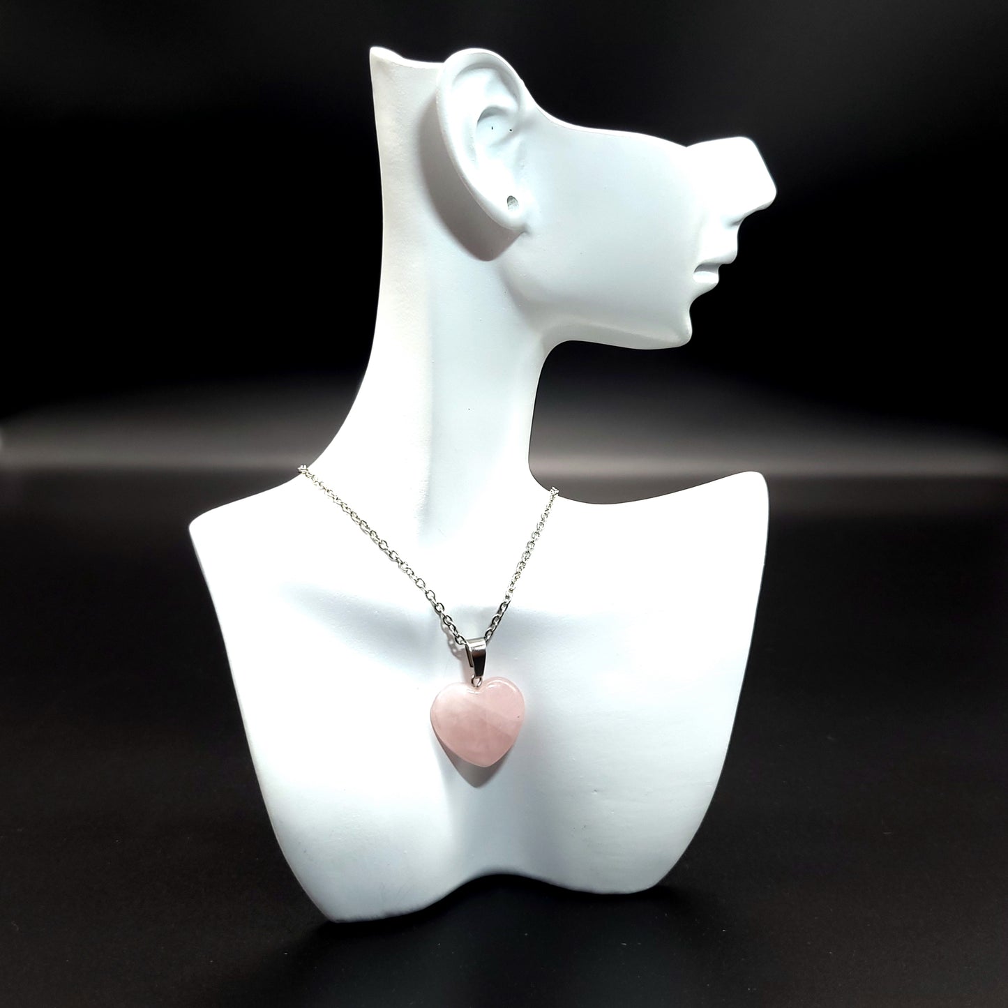 COLLIERS + PENDENTIFS COEURS + ARBRES DE VIE EN PIERREQUARTZ ROSE - BIJOUX ARTISANAUX, UNIQUES & ORIGINAUX