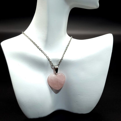 COLLIERS + PENDENTIFS COEURS + ARBRES DE VIE EN PIERREQUARTZ ROSE - BIJOUX ARTISANAUX, UNIQUES & ORIGINAUX