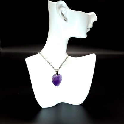 COLLIERS + PENDENTIFS COEURS + ARBRES DE VIE EN PIERRE AMÉTHYSTE - BIJOUX ARTISANAUX, UNIQUES & ORIGINAUX