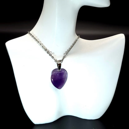 COLLIERS + PENDENTIFS COEURS + ARBRES DE VIE EN PIERRE AMÉTHYSTE - BIJOUX ARTISANAUX, UNIQUES & ORIGINAUX