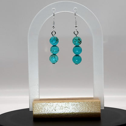 3 MODÈLES DE BOUCLES D'OREILLES EN PIERRE DE TURQUOISE - BIJOUX ARTISANAUX, UNIQUES & ORIGINAUX