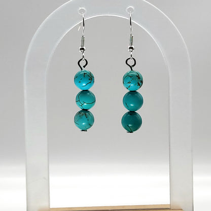 3 MODÈLES DE BOUCLES D'OREILLES EN PIERRE DE TURQUOISE - BIJOUX ARTISANAUX, UNIQUES & ORIGINAUX