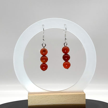 4 MODÈLES DE BOUCLES D'OREILLES EN PIERRE AGATE ORANGE - BIJOUX ARTISANAUX, UNIQUES & ORIGINAUX