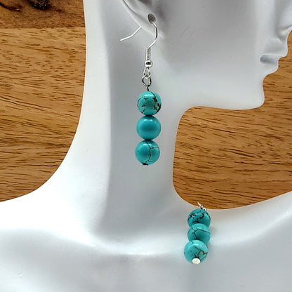 3 MODÈLES DE BOUCLES D'OREILLES EN PIERRE DE TURQUOISE - BIJOUX ARTISANAUX, UNIQUES & ORIGINAUX