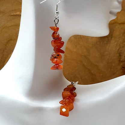 4 MODÈLES DE BOUCLES D'OREILLES EN PIERRE AGATE ORANGE - BIJOUX ARTISANAUX, UNIQUES & ORIGINAUX