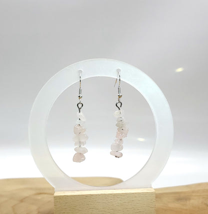 4 MODÈLES DE BOUCLES D'OREILLES EN PIERRE DE QUARTZ ROSE - BIJOUX ARTISANAUX, UNIQUES & ORIGINAUX