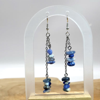 3 MODÈLES DE BOUCLES D'OREILLES EN PIERRE DE SODALITE - BIJOUX ARTISANAUX, UNIQUES & ORIGINAUX