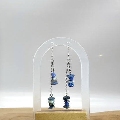 3 MODÈLES DE BOUCLES D'OREILLES EN PIERRE DE SODALITE - BIJOUX ARTISANAUX, UNIQUES & ORIGINAUX