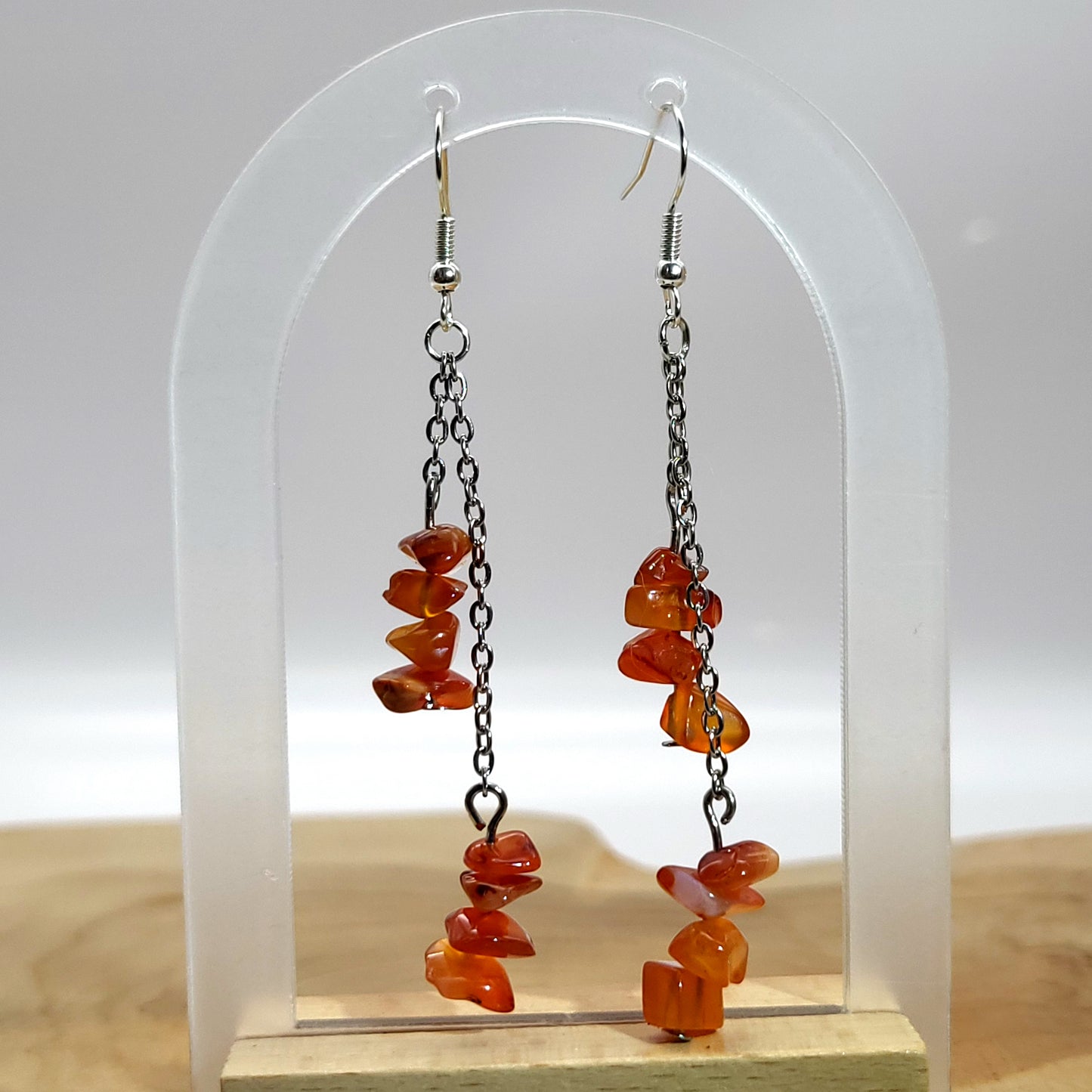 4 MODÈLES DE BOUCLES D'OREILLES EN PIERRE AGATE ORANGE - BIJOUX ARTISANAUX, UNIQUES & ORIGINAUX