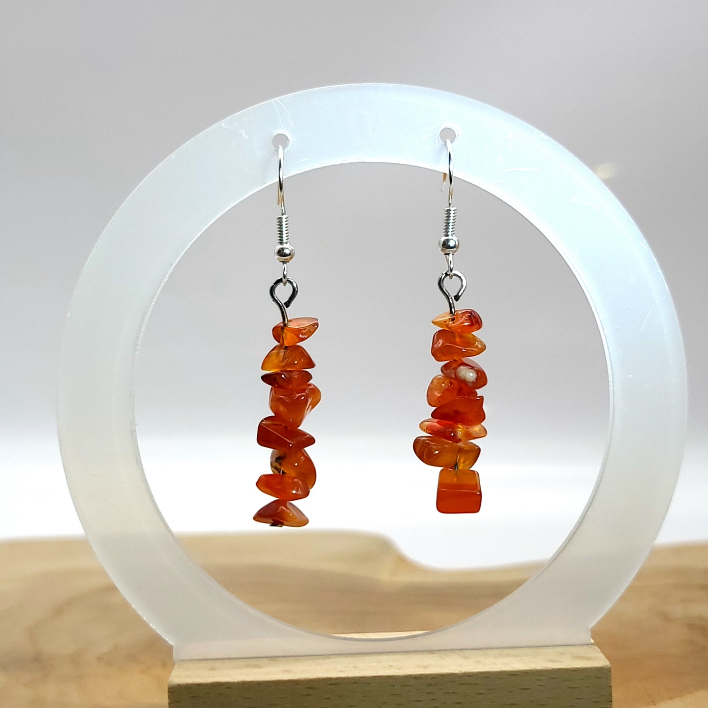 4 MODÈLES DE BOUCLES D'OREILLES EN PIERRE AGATE ORANGE - BIJOUX ARTISANAUX, UNIQUES & ORIGINAUX
