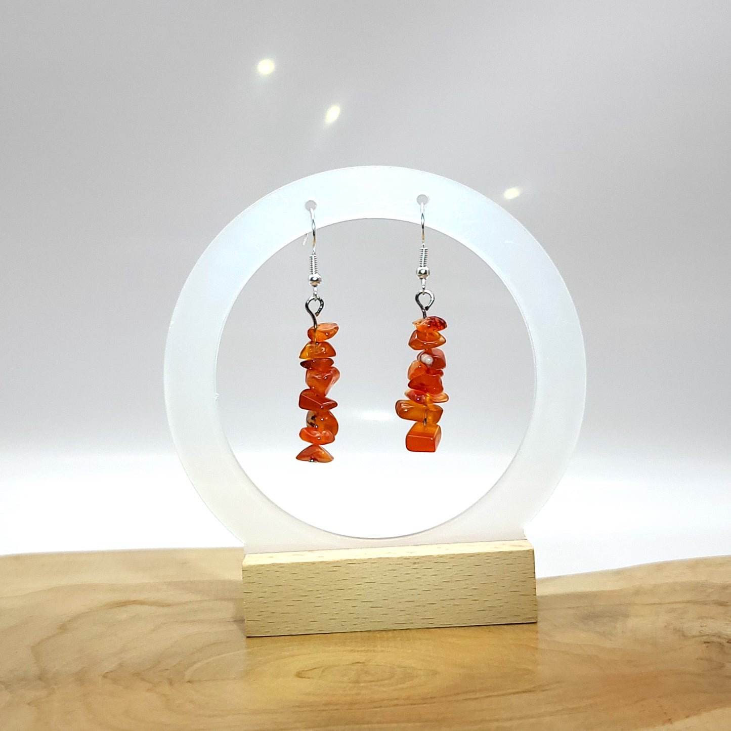 4 MODÈLES DE BOUCLES D'OREILLES EN PIERRE AGATE ORANGE - BIJOUX ARTISANAUX, UNIQUES & ORIGINAUX