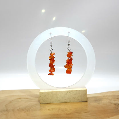 4 MODÈLES DE BOUCLES D'OREILLES EN PIERRE AGATE ORANGE - BIJOUX ARTISANAUX, UNIQUES & ORIGINAUX