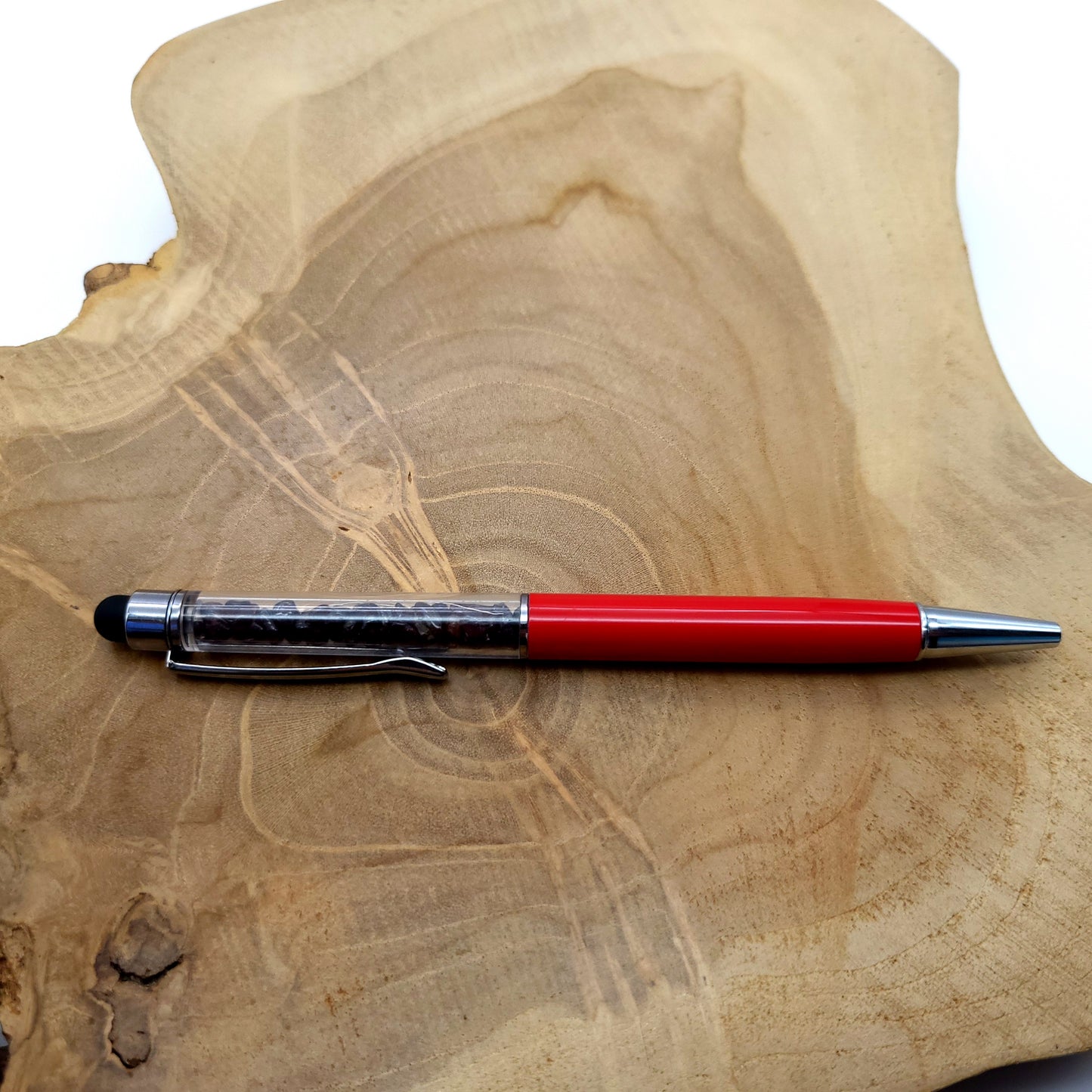 DIVERS STYLOS à BILLES EN PIERRES SEMI-PRÉCIEUSES (base métal argentée) - COULEURS & PIERRES AU CHOIX