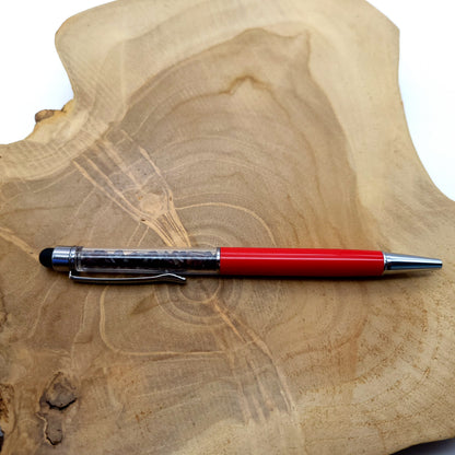 DIVERS STYLOS à BILLES EN PIERRES SEMI-PRÉCIEUSES (base métal argentée) - COULEURS & PIERRES AU CHOIX