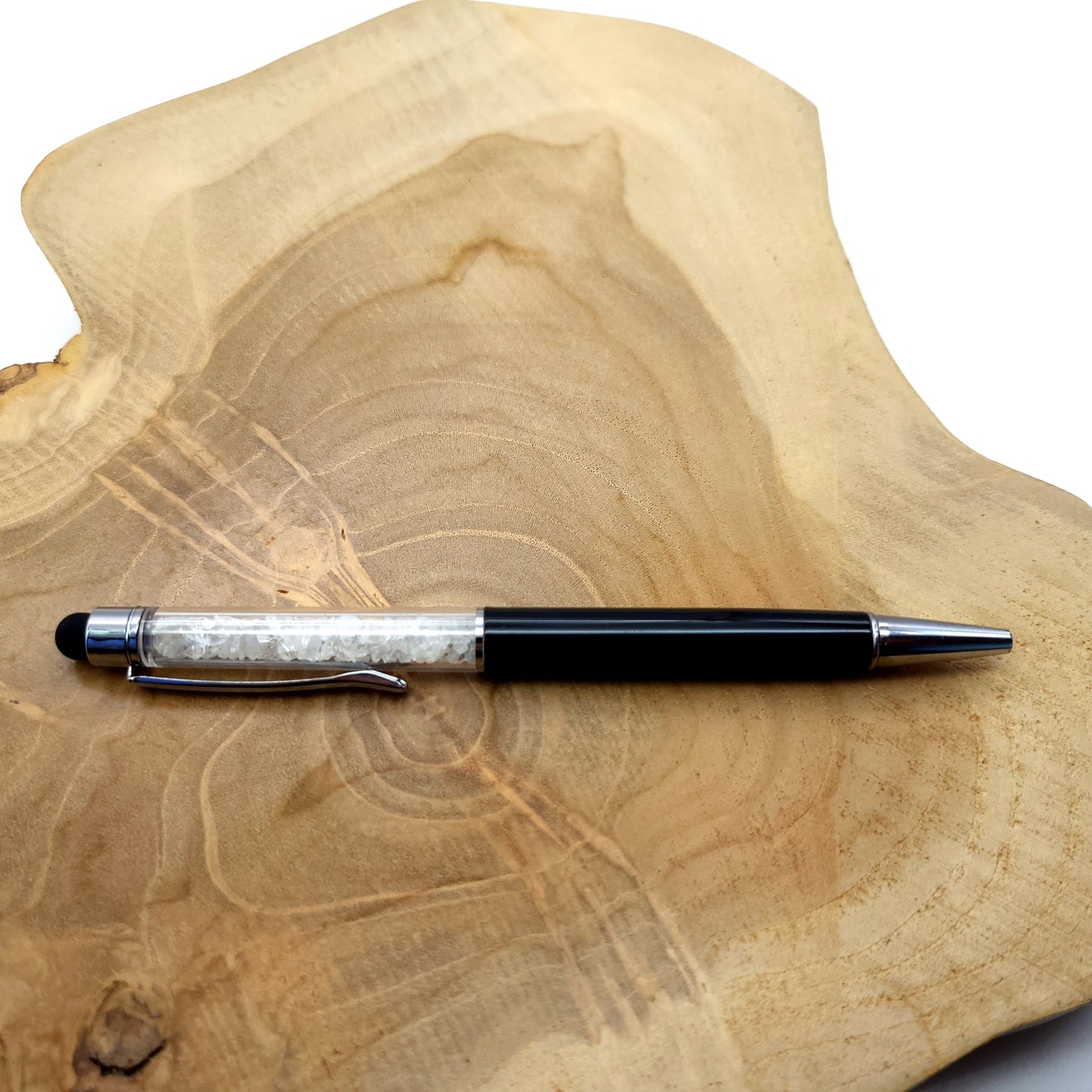 DIVERS STYLOS à BILLES EN PIERRES SEMI-PRÉCIEUSES (base métal argentée) - COULEURS & PIERRES AU CHOIX