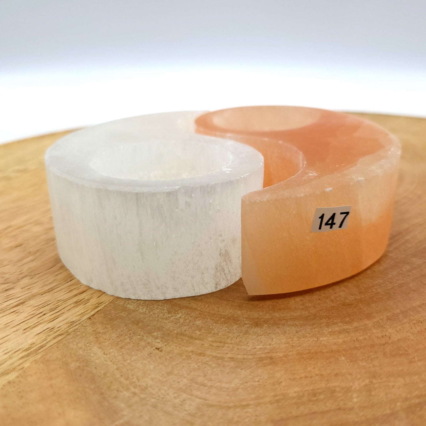 DOUBLE BOUGEOIRS YIN & YANG N°147 BICOLORES EN SELENITE - UNIQUE, ORIGINAL & ARTISANAL