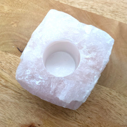 GRAND SUPPORT A BOUGIES N°140 EN QUARTZ ROSE - UNIQUE & ARTISANAL