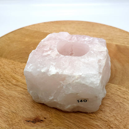 GRAND SUPPORT A BOUGIES N°140 EN QUARTZ ROSE - UNIQUE & ARTISANAL