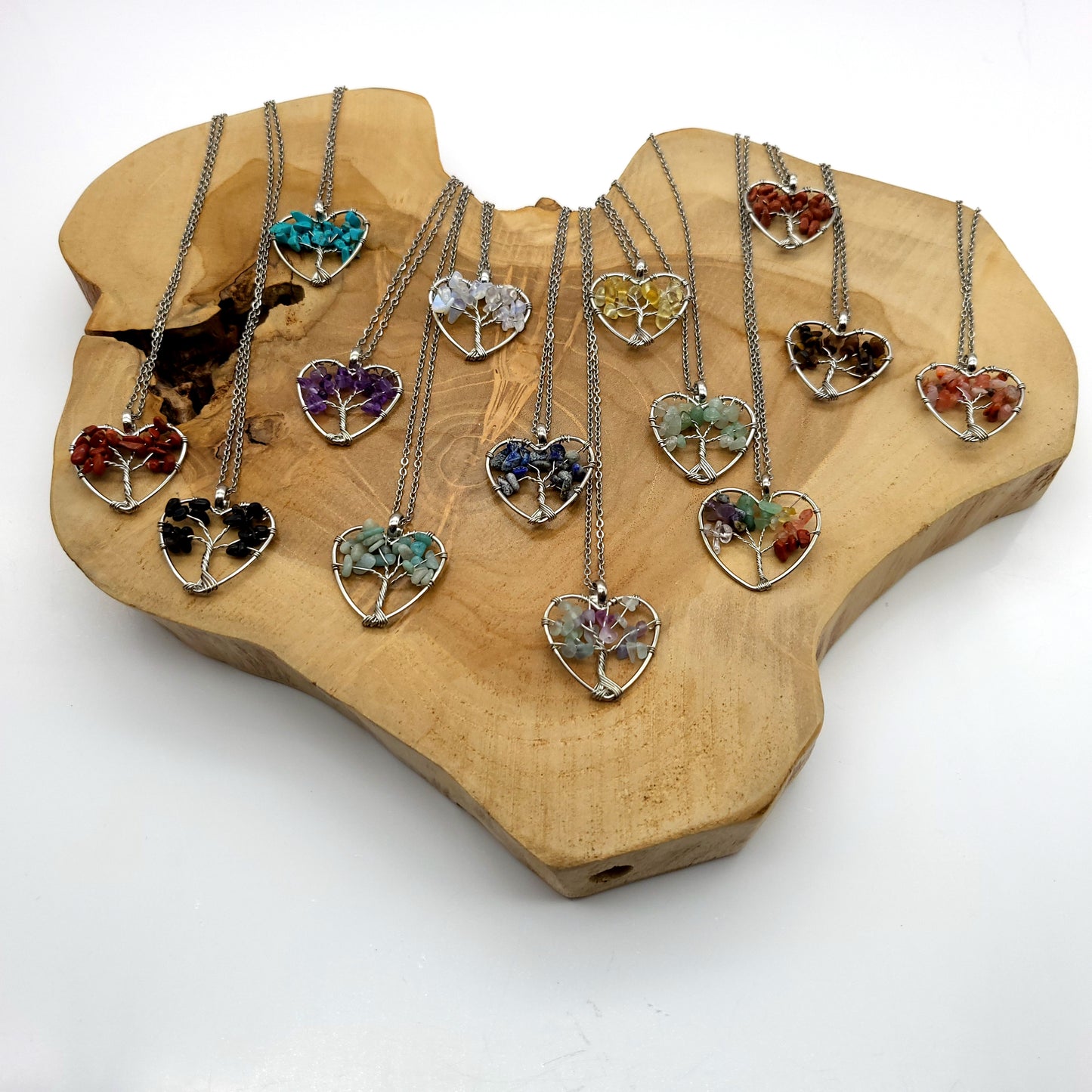 DIVERS COLLIERS + PENDENTIFS ARBRES DE VIE EN PIERRE AVENTURINE ORANGE - BIJOUX ARTISANAUX, UNIQUES & ORIGINAUX