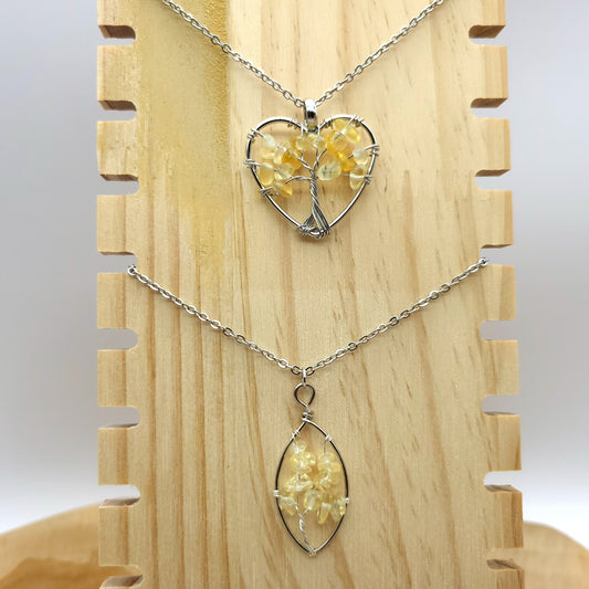 DIVERS COLLIERS + PENDENTIFS ARBRES DE VIE EN PIERRE DE CITRINE - BIJOUX ARTISANAUX, UNIQUES & ORIGINAUX