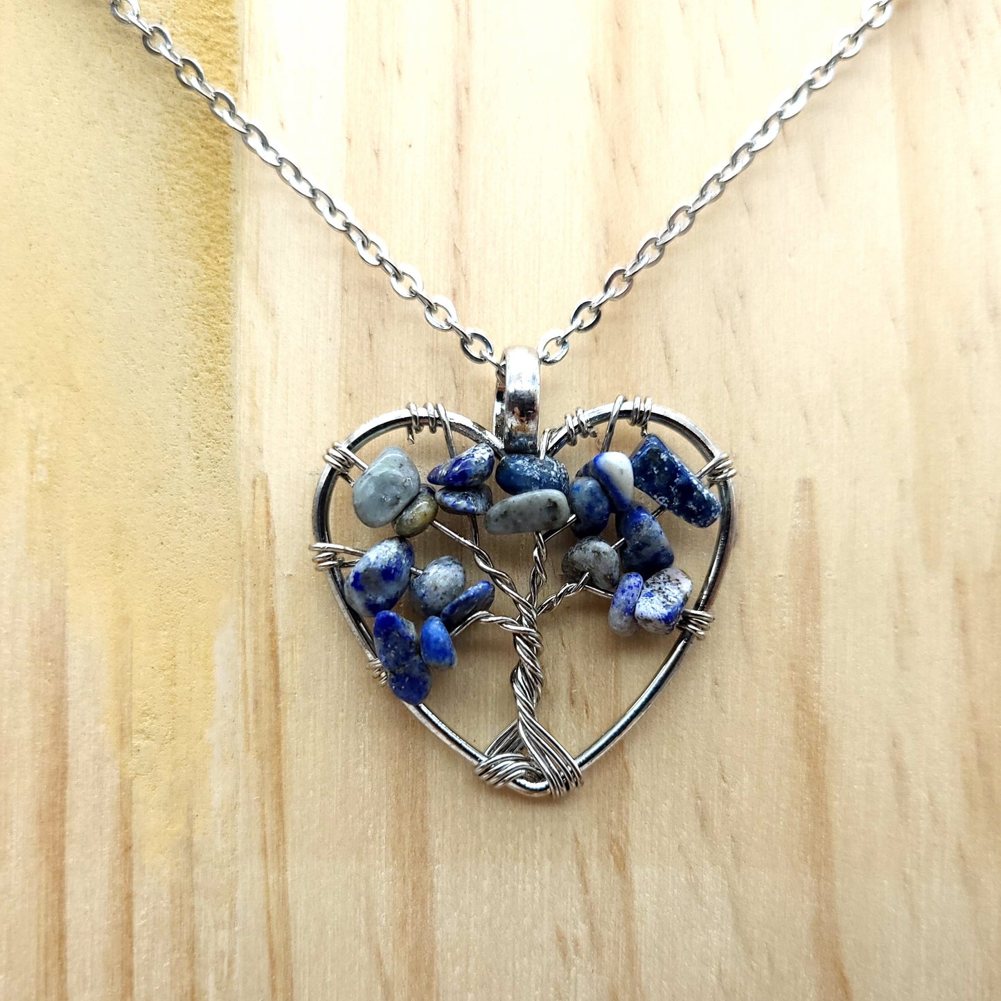 DIVERS COLLIERS + PENDENTIFS ARBRES DE VIE EN PIERRE DE SODALITE - BIJOUX ARTISANAUX, UNIQUES & ORIGINAUX