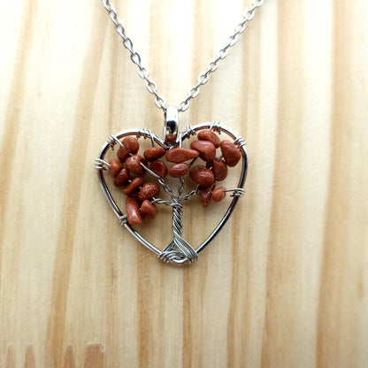 DIVERS COLLIERS + PENDENTIFS ARBRES DE VIE EN GRÈS SABLE DORÉ - BIJOUX FANTAISIES ARTISANAUX, UNIQUES & ORIGINAUX