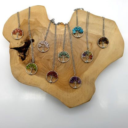 DIVERS COLLIERS + PENDENTIFS ARBRES DE VIE EN PIERRE AVENTURINE VERTE - BIJOUX ARTISANAUX, UNIQUES & ORIGINAUX