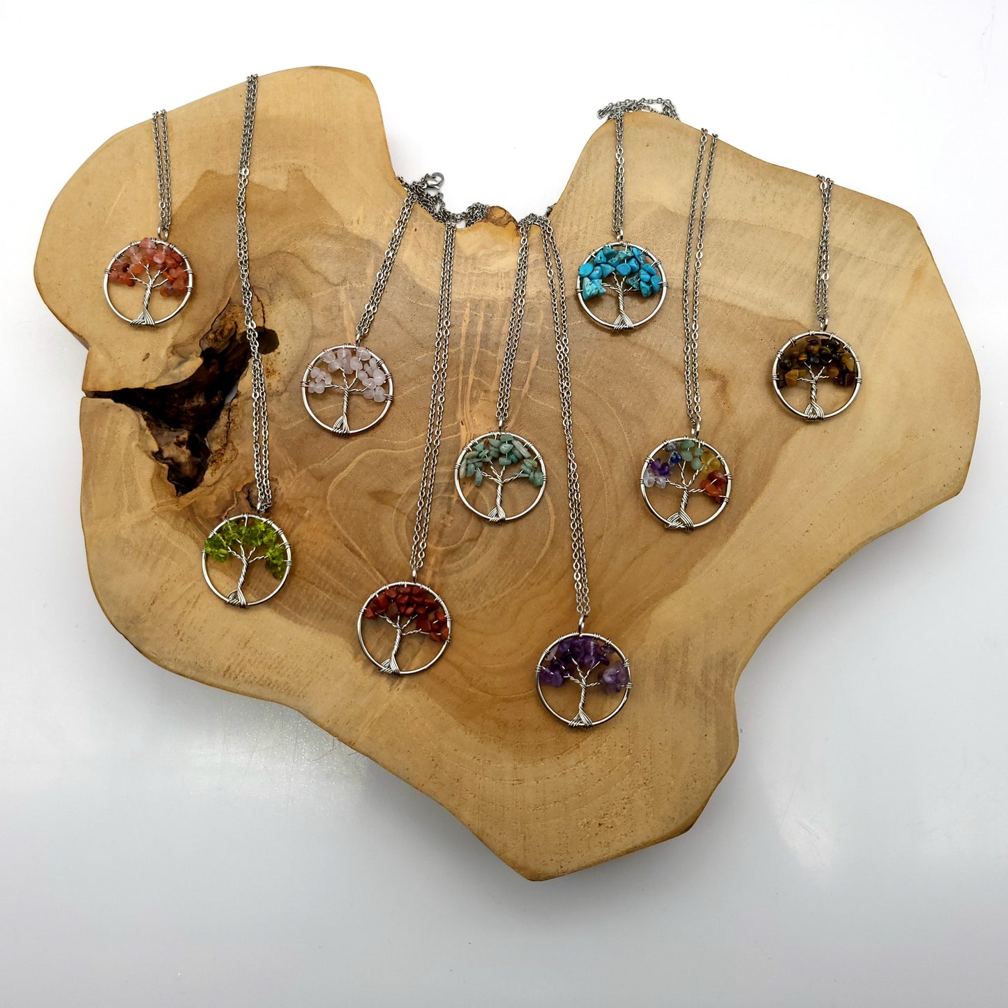 DIVERS COLLIERS + PENDENTIFS ARBRES DE VIE EN PIERRE DE TURQUOISE - BIJOUX ARTISANAUX, UNIQUES & ORIGINAUX