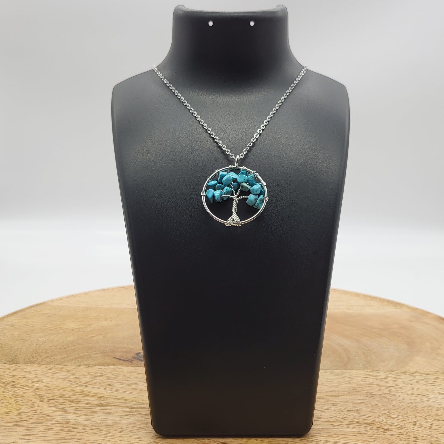 DIVERS COLLIERS + PENDENTIFS ARBRES DE VIE EN PIERRE DE TURQUOISE - BIJOUX ARTISANAUX, UNIQUES & ORIGINAUX