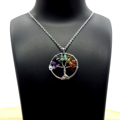 DIVERS COLLIERS + PENDENTIFS ARBRES DE VIE EN PIERRES 7 CHAKRAS - BIJOUX ARTISANAUX, UNIQUES & ORIGINAUX