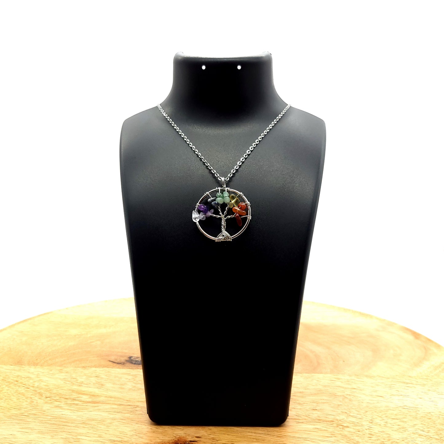 DIVERS COLLIERS + PENDENTIFS ARBRES DE VIE EN PIERRES 7 CHAKRAS - BIJOUX ARTISANAUX, UNIQUES & ORIGINAUX