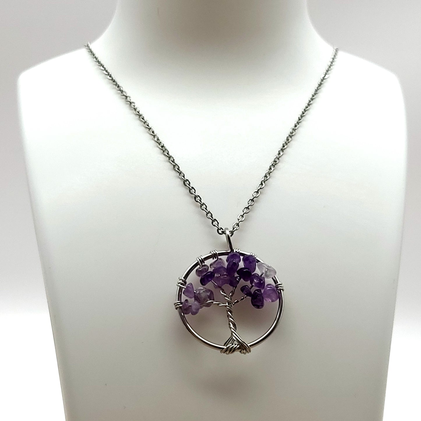 DIVERS COLLIERS + PENDENTIFS ARBRES DE VIE EN  PIERRE AMÉTHYSTE - BIJOUX ARTISANAUX, UNIQUES & ORIGINAUX