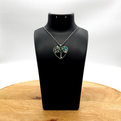 DIVERS COLLIERS + PENDENTIFS ARBRES DE VIE EN PIERRE AMAZONITE - BIJOUX ARTISANAUX, UNIQUES & ORIGINAUX