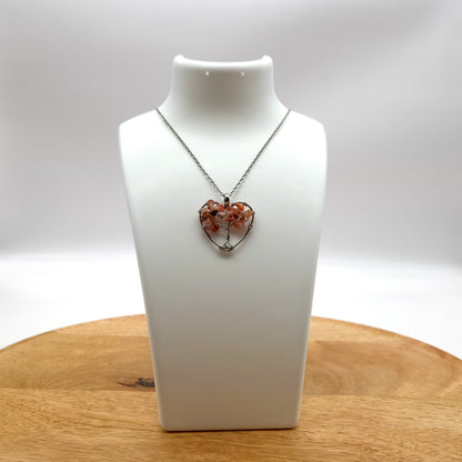 DIVERS COLLIERS + PENDENTIFS ARBRES DE VIE EN PIERRE AGATE ROUGE ORANGÉE - BIJOUX ARTISANAUX, UNIQUES & ORIGINAUX