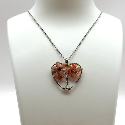 DIVERS COLLIERS + PENDENTIFS ARBRES DE VIE EN PIERRE AGATE ROUGE ORANGÉE - BIJOUX ARTISANAUX, UNIQUES & ORIGINAUX