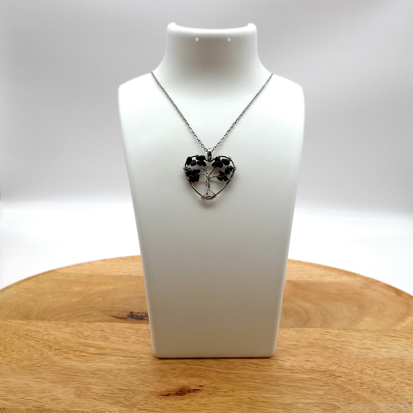 DIVERS COLLIERS + PENDENTIFS ARBRES DE VIE EN PIERRE ONYX NOIR - BIJOUX ARTISANAUX, UNIQUES & ORIGINAUX