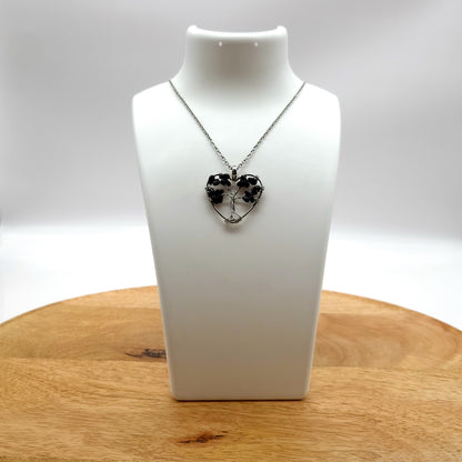 DIVERS COLLIERS + PENDENTIFS ARBRES DE VIE EN PIERRE ONYX NOIR - BIJOUX ARTISANAUX, UNIQUES & ORIGINAUX