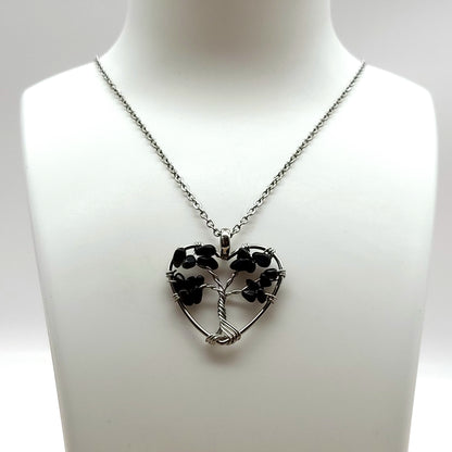 DIVERS COLLIERS + PENDENTIFS ARBRES DE VIE EN PIERRE ONYX NOIR - BIJOUX ARTISANAUX, UNIQUES & ORIGINAUX