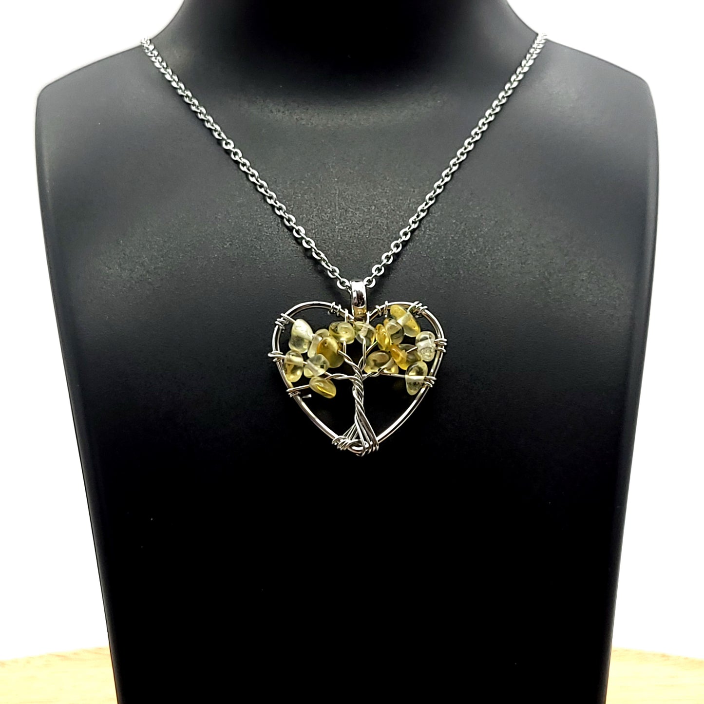 DIVERS COLLIERS + PENDENTIFS ARBRES DE VIE EN PIERRE DE CITRINE - BIJOUX ARTISANAUX, UNIQUES & ORIGINAUX