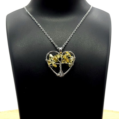 DIVERS COLLIERS + PENDENTIFS ARBRES DE VIE EN PIERRE DE CITRINE - BIJOUX ARTISANAUX, UNIQUES & ORIGINAUX