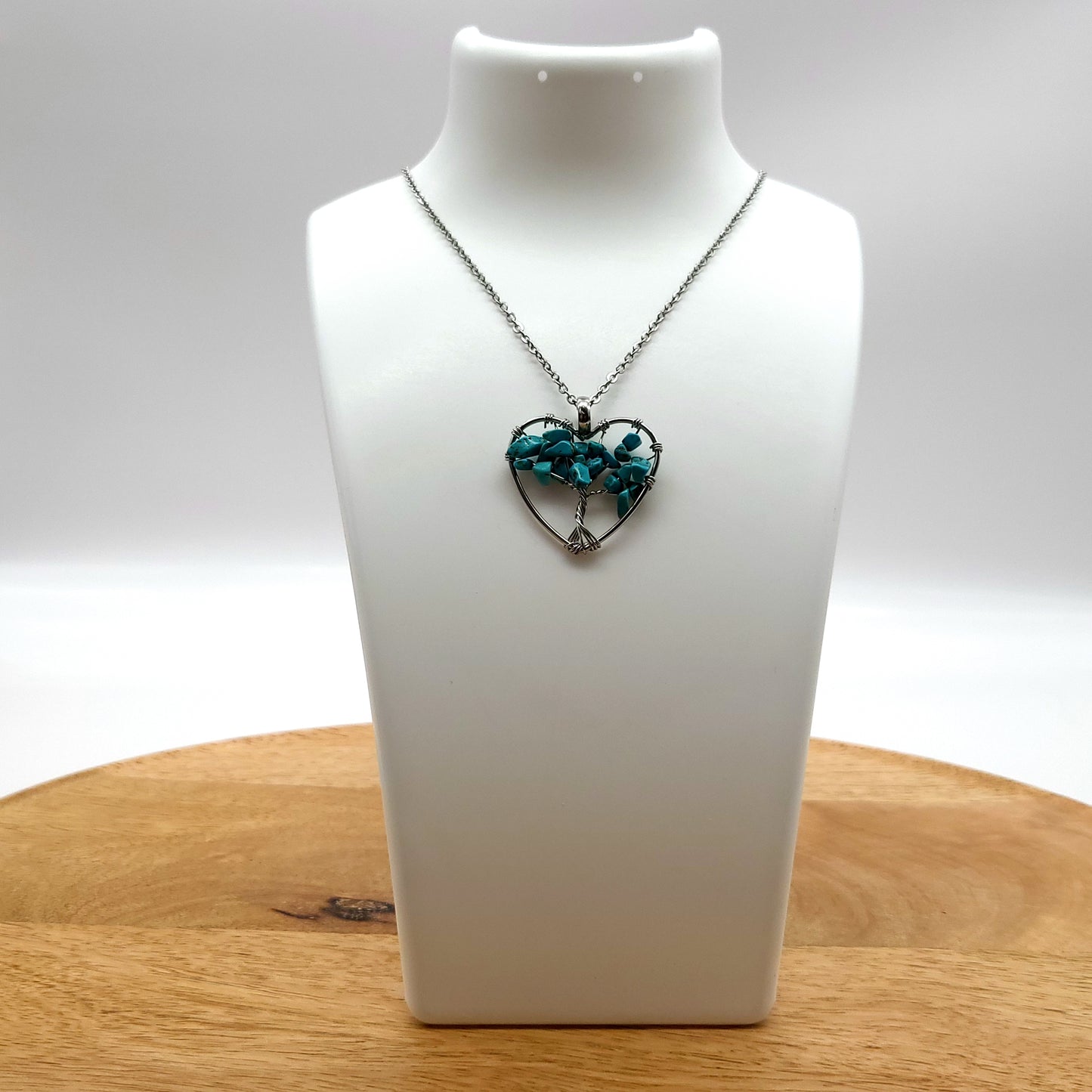 DIVERS COLLIERS + PENDENTIFS ARBRES DE VIE EN PIERRE DE TURQUOISE - BIJOUX ARTISANAUX, UNIQUES & ORIGINAUX