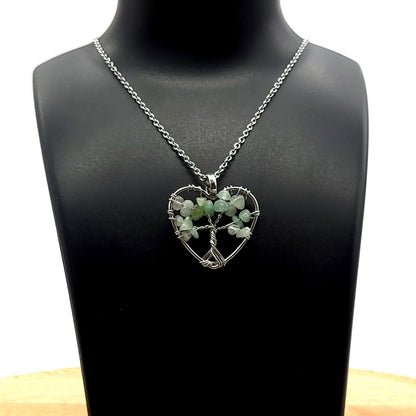 DIVERS COLLIERS + PENDENTIFS ARBRES DE VIE EN PIERRE AVENTURINE VERTE - BIJOUX ARTISANAUX, UNIQUES & ORIGINAUX