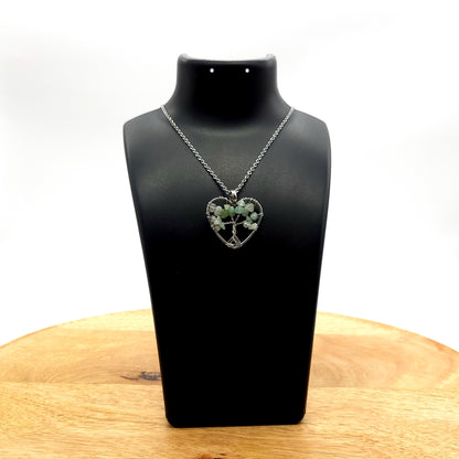 DIVERS COLLIERS + PENDENTIFS ARBRES DE VIE EN PIERRE AVENTURINE VERTE - BIJOUX ARTISANAUX, UNIQUES & ORIGINAUX