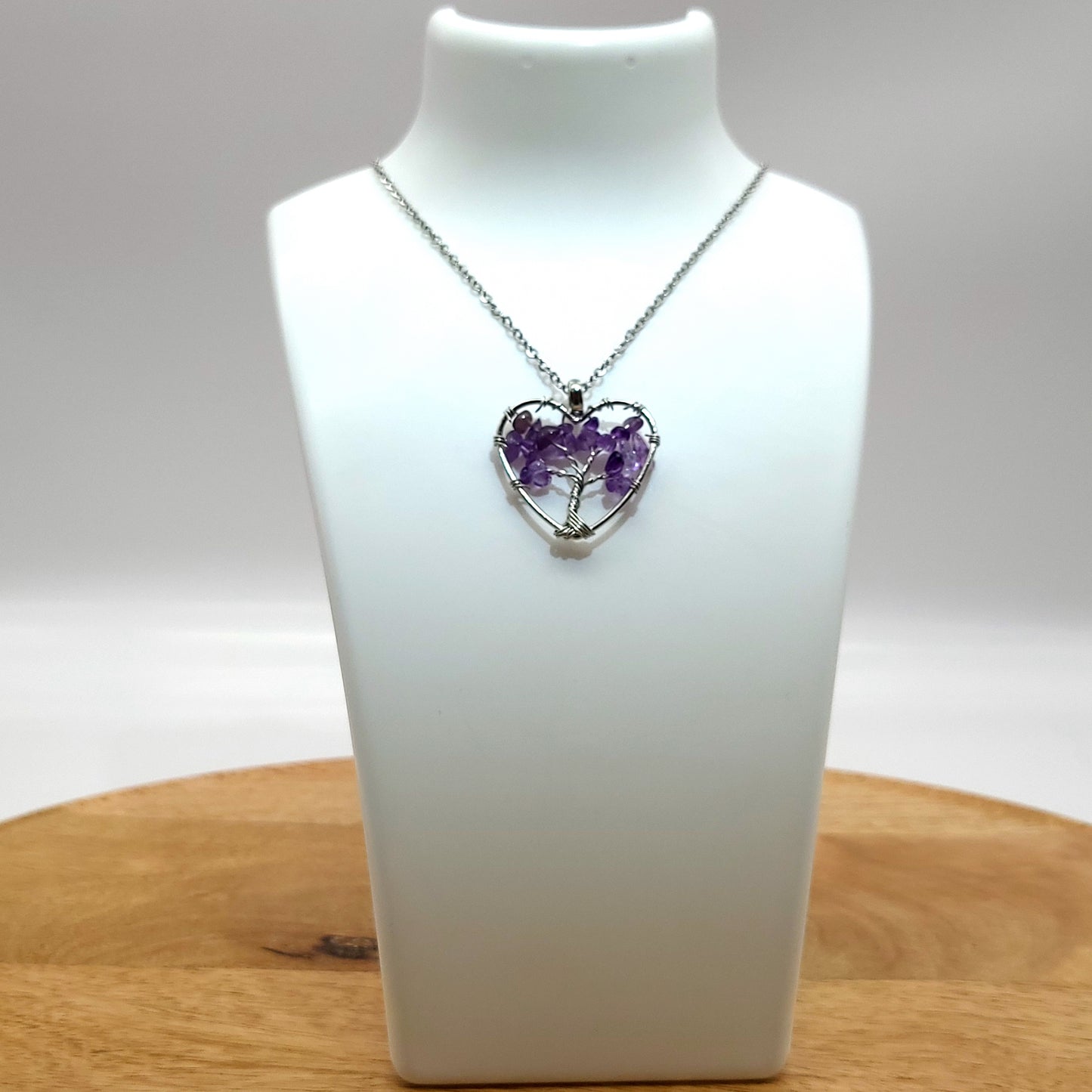 DIVERS COLLIERS + PENDENTIFS ARBRES DE VIE EN  PIERRE AMÉTHYSTE - BIJOUX ARTISANAUX, UNIQUES & ORIGINAUX