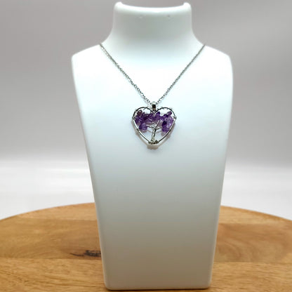 DIVERS COLLIERS + PENDENTIFS ARBRES DE VIE EN  PIERRE AMÉTHYSTE - BIJOUX ARTISANAUX, UNIQUES & ORIGINAUX